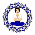 Woman in Yoga Practice Pose Namaste Concept