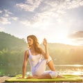 Woman Yoga - relax in nature Royalty Free Stock Photo