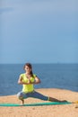 Woman yoga. Series. Outdoor. On the seashore Royalty Free Stock Photo