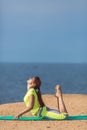 Woman yoga. Series. Outdoor. On the seashore Royalty Free Stock Photo