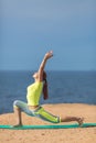 Woman yoga. Series. Outdoor. On the seashore Royalty Free Stock Photo