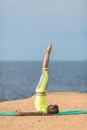 Woman yoga. Series. Outdoor. On the seashore Royalty Free Stock Photo