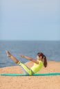 Woman yoga. Series. Outdoor. On the seashore Royalty Free Stock Photo