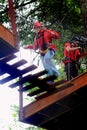 Woman on Zipline Floating Bridge