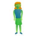 Woman zombie icon, cartoon style