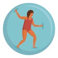 Woman in zorb ball icon, flat style