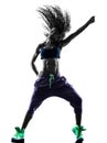 Woman zumba dancer dancing exercises silhouette Royalty Free Stock Photo