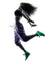 Woman zumba dancer dancing exercises silhouette Royalty Free Stock Photo