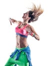 woman zumba dancers dancing fitness exercising excercises isolat Royalty Free Stock Photo