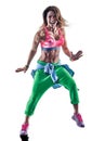 woman zumba dancers dancing fitness exercising excercises isolat Royalty Free Stock Photo
