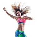 woman zumba dancers dancing fitness exercising excercises isolat Royalty Free Stock Photo