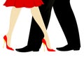 Womanish and masculine legs dance a tango