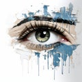 a womans eye with blue paint on it Royalty Free Stock Photo