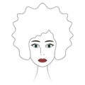 Womans face. African American lady. Sketch. Head of a girl with green eyes. Vector illustration. Lush Afro hairstyle. Royalty Free Stock Photo