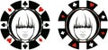 Womans face in poker chip