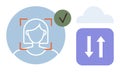 Biometric Facial Recognition and Cloud Data Synchronization Concept Royalty Free Stock Photo