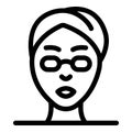 Womans face and spa glasses icon, outline style