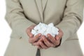 Womans hands cupped with sugar cubes Royalty Free Stock Photo