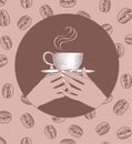 Womans hands holding a Coffee cup.