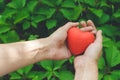 Womans hands holding red heart. Love concept Royalty Free Stock Photo