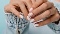 Womans Hands With White Manicure Royalty Free Stock Photo