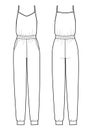 Womans jumpsuit fashion flat sketch template