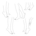Womans legs female bare feet vector set