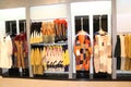 womans many color winter fur clothes in fashion shop , Fashion clothes, interior