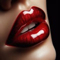 a womans perfect exquisite glossy red lips