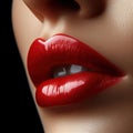 a womans perfect exquisite glossy red lips