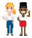 Character of Pixel 8 Bit Game, Man and Woman Vector