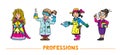 Womans professions. Vector funny characters set 2