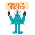 Womans rights. Person standing and holding Placard or Banner