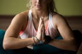 Womb Embryo Yoga Pose with Namaste