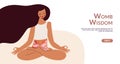 Womb wonder - gynecology and female intimate health concept banner template. Hand drawn woman with floral feminine