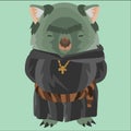 wombat as a friar. Vector illustration decorative design