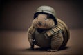 Wombat dressed as a soldier, created with Generative AI technology