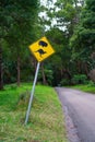 Wombat and kangaroo sign at side of the road Royalty Free Stock Photo