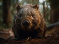 Wombat portrait created with Generative AI technology Royalty Free Stock Photo