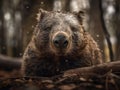 Wombat portrait created with Generative AI technology Royalty Free Stock Photo