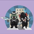 wombat and tasmanian devil secret agents. Vector illustration decorative design