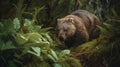 Wombat Wandering in Tasmanian Wilderness