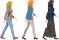 Vector - Muslim Woman Walk Side View Illustration - Vector