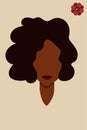 Girl with dark skin. African American. woman with beautiful hair, beautiful hairstyle. brunette girl with curly hair.