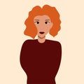 Young red-haired woman with curly red hair