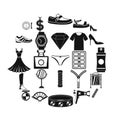 Women accessories icons set, simple style Royalty Free Stock Photo