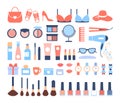 Women accessories icons set on white background. Royalty Free Stock Photo