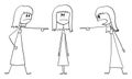 Women Accusing or Blaming Another Girl , Vector Cartoon Stick Figure Illustration