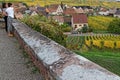 Women admire the vineyard landscape Royalty Free Stock Photo