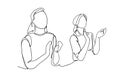 Women applaud. Line drawing vector illustration. business women in a mitting clapping. One continuous single drawn line art doodle